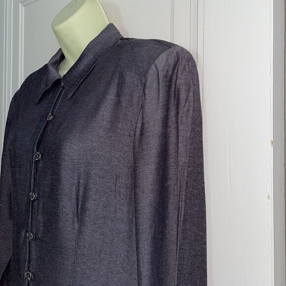 Vtg 80s Jennifer Jeffries long gray thin jacket with side slits - Picture 7 of 12